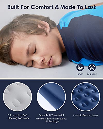 Olarhike Inflatable Twin Air Mattress With Built In Pump,18" Elevated Durable Air Mattresses For Camping,Home&Guests,Fast&Easy Inflation/Deflation Airbed,Blue Double Blow Up Bed,Travel Cushion,Indoor #TOP3