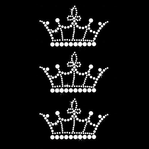 Set of 3 Crown Iron On Rhinestone Crystal T-Shirt Transfers by JCS Rhinestones