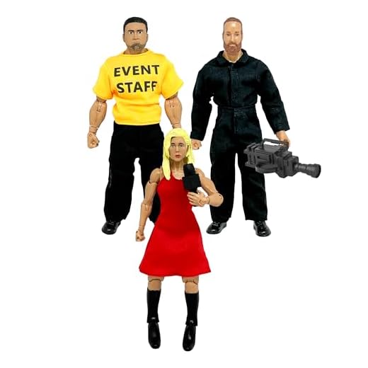Set of All 7 Wrestling Arena Crew Action Figures