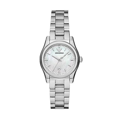 Emporio Armani Orologio Da Donna, Movimento A Tre Lancette, Acciaio Inossidabile Orologio Con Cassa Da 32 Mm, Argento (Silver)