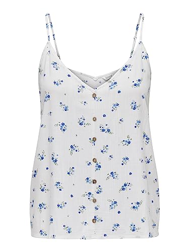 Bestseller A/S Onlastrid Singlet WVN Noos Top, Cloud Dancer/AOP : Astrid Blue Flower, 48 Femme Bestseller A/S Onlastrid Singlet WVN Noos Top, Cloud Dancer/AOP : Astrid Blue Flower, 48 Femme