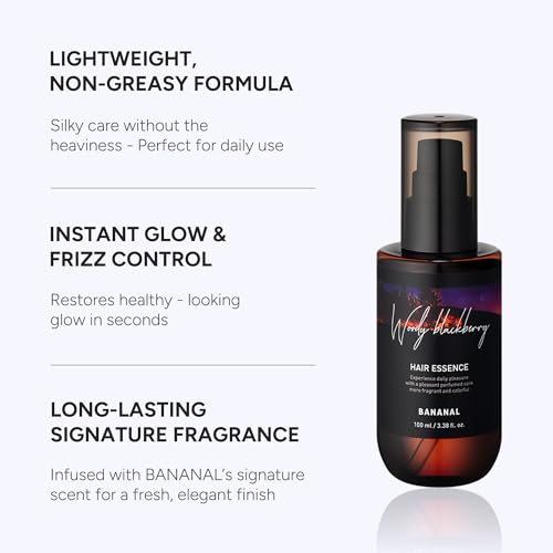 BANANAL 2-in-1 Korean Hair Perfume Oil & Serum with Moroccan Argan Oil & 12 Amino Acids for Dry, Damaged, Glass Hair Shine & Frizz-Control – Paraben & Alcohol-Free – Woody Blackberry – 100ml / 3.38 fl oz