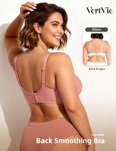 Image of Vertvie Minimizer Bra for Women Underwire Full Coverage | Supportive for Heavy Breasts, Unlined Soft Lace, Lightweight, Comfortable, Adjustable, Flattering for Plus Size Everyday Wear