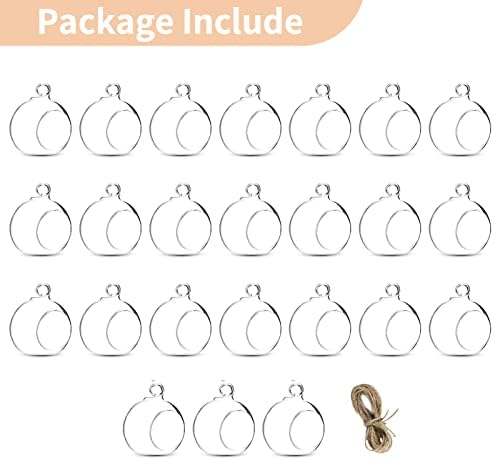 NUPTIO 24 Pcs 8cm Diameter Hanging Glass Tealight Holder Globe Plant Terrariums/Glass Orbs Air Plants Tea Light Candle Holders Succulents Moss Miniature Garden Planters Christmas Halloween Home Decor