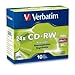New-Verbatim 95174 - CD-RW Discs, 700MB/80min, 24x, w/Slim Jewel Cases, Matte Silver, 10/Pack - VER95174