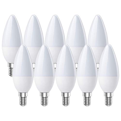 Preisvergleich Produktbild UYHGO E14 LED Lampe Warmweiss, 3000K 5W Ersetzt 40W Halogenlampe, Kerzenform, C37(SES) Kleine Schraube, Nicht Dimmbar, für drinnen, Schlafzimmer, Wohnzimmer, Kristallleuchter, 10er-Pack