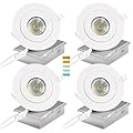 GREENLUX 4 Inch Gimbal LED Recessed Light, 90° Adjustable Directional Eyeball Lighting, 5CCT 9W Dimmable Recessed Lights Fixture with Junction Box (4 Pack)