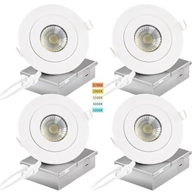 GREENLUX 4 Inch Gimbal LED Recessed Light, 90° Adjustable Directional Eyeball Lighting, 5CCT 9W Dimmable Recessed Lights Fixture with Junction Box (4 Pack)