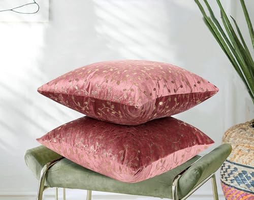 Image of RD TREND Premium Velvet Cushion Covers Set of 2 | Soft Decorative Throw Pillowcases for Sofa, Bed & Living Room | Cushion Cover 18 inch x 18 inch (45x45 cm) Dusty Rose