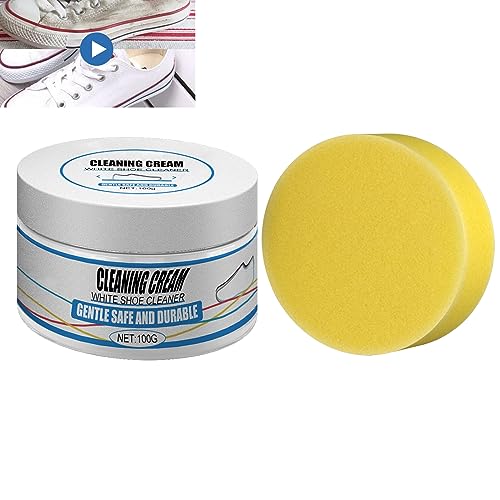 Kit de Nettoyage Pour Blanchir les Chaussures avec éponge,Nettoyant pour Chaussures Blanches,Crème Nettoyante pour Chaussures Blanches avec éponge,Kit de Nettoyage de Chaussures