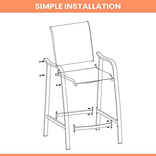 Pellebant Aluminum Outdoor Bar Stool Set Of 2, Patio Counter Height Stools & Bar Chairs All-Weather For Backyard, Pool, Garden, Deck,Brown Frame, 27.5'' Seat Height,270 Lb Capacity-Navy Blue #TOP4