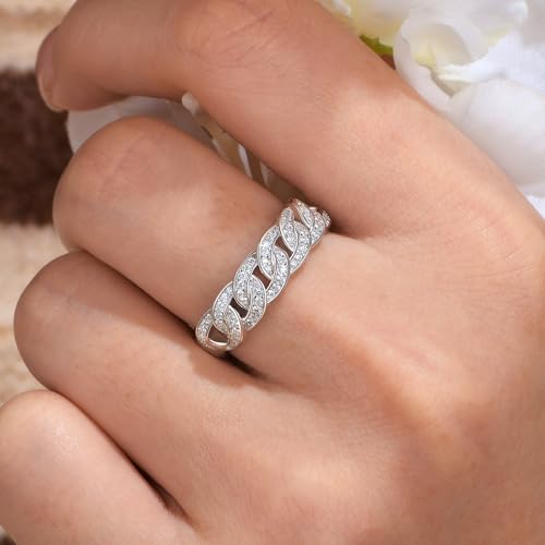 Wuziwen Wedding Bands for Women Infinity Eternity Band Ring for Her Anniversary Stackable Rings 925 Sterling Silver Cubic Zirconia4