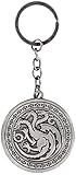 ¡Un auténtico destacado! Juego de Tronos House of The Dragon - Dragon Logo Unisex Llavero Colgante Standard Aleación de Zinc