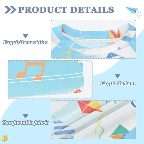 Colorful Kite Note Flying Short Sleeve Matching Bathing Suits for Kids Little Girls Swimsuit Rash Guard Swimsuit for 3-12 Years Traje de bano para nina3
