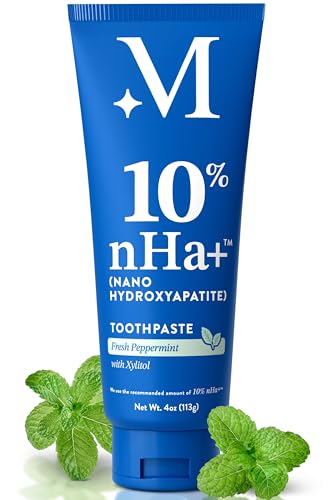 Mouthology 10% Nano Hydroxyapatite Toothpaste (Fluoride Free), Whitening*, Supports Enamel Care*, Appropriate for Sensitive Teeth*, SLS Free, Xylitol nHA Toothpaste for Adults, Mint 4oz (USA Made)