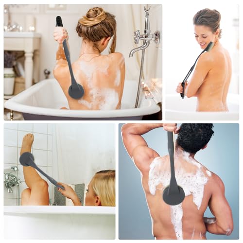 Back Brush Long Handle for Shower, 20.5” Bath Brush, Back Scrubber, Shower Body Brush with Curved Handle for Elderly Disabled, Limited Mobility, Frozen Shoulder,Men and Women — view 5