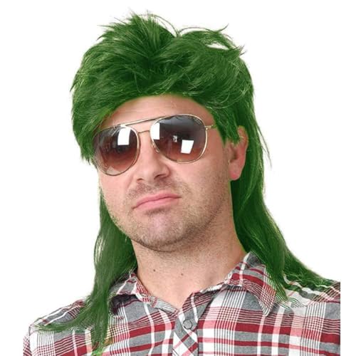 Kaneles Mullet Wigs for Men 80s Costumes Fancy Party Accessory Cosplay Halloween Wig (Light Brown)