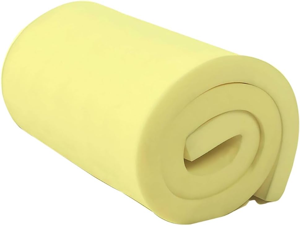 Premium Quality Upholstery Foam Cushion High Density Chair Cushion Square Foam for Dining Chairs, Wheelchair Seat Replacement (Light Yellow,L1.57xH24xW47 Inch)