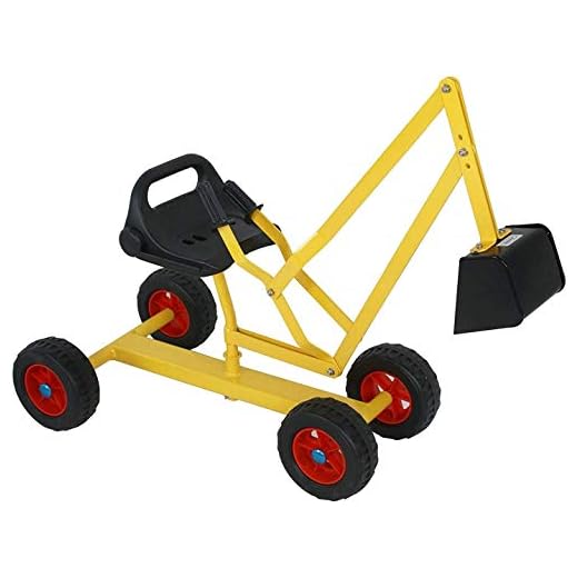 MTB 4-Wheel Metal Kid Ride-on Dig Working Crane Sand Play Digger with Scooper and Rotatable Seat Sandbox Excavator Dig Toy in Sand, Beach, Snow, Dirt--- Backyard Toys for Children