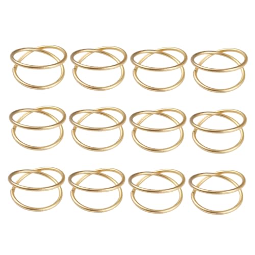 UTHCLO 12 Piezas Servilleteros Metálicos Dorados Anillos para Servilletas con Diseño Cruzado Decorativos para Bodas Fiestas y Cenas Elegantes