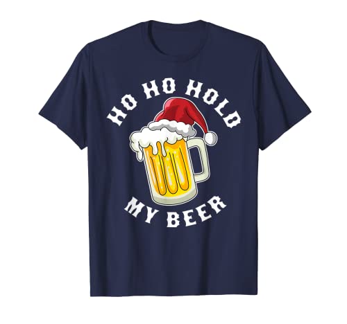 Santa Ho Ho Hold My Beer Funny Christmas Beber Camiseta