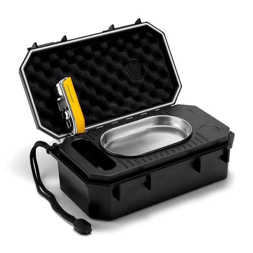 CIGARLOONG Cave à cigares humidor de Voyage Portable avec Briquet à Triple Jet, hygromètre intégré, humidificateur et Conception de Rangement multifonctionnelle pour Une Utilisation en extérieur