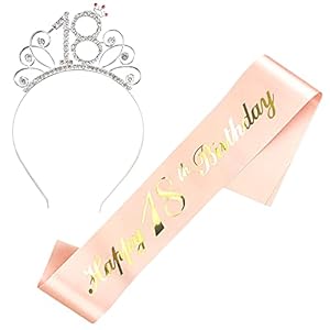 JKJF Happy 18e verjaardag sjerp 18e verjaardag kristal tiara strass kroon haarband voor dames vrouwen verjaardag cadeau…