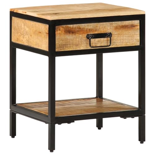 Table de chevet marron bois massif meuble d'appoint rustique - 2