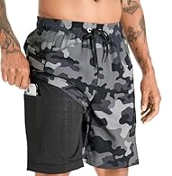 Men's Shorts：Our men's Swimming Shorts are made of 92% Polyester, 8% Elastane.These Men's 2-in-1 shorts are made of breathable skin-friendly,lightweight and stable stretch material that can be maximally moved,the lining has breathable holes. Quick-Dr...