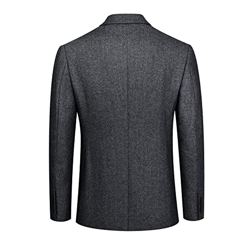 Men's Herringbone Tweed Sport Coat 2-Button Side Vent Wool Blend Casual Blazer Jackets (Small, Herringbone Dark Grey) #TOP2