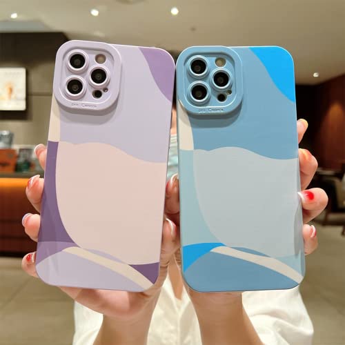 Ykczl Compatible With Iphone 12 Pro Max Case 6.7 Inch, Cute Painted Art Full Camera Lens Protective Slim Soft Shockproof Phone Case For Women Girl-Purple #TOP2