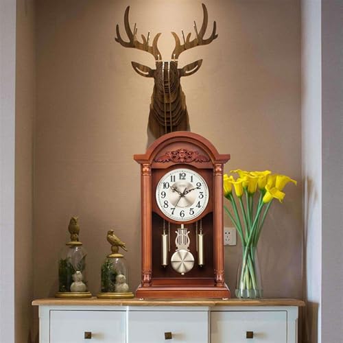 Reloj de mesa de madera maciza con acabado artesanal y clásico 7
