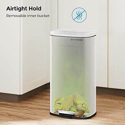 SONGMICS Trash Can with Lid, 8 Gallon Garbage Can, Stainless Steel Small Waste Bin with Step Pedal and Inner Bucket, Soft Close, Kitchen, White ULTB102W01 by SONGMICS - Image 9