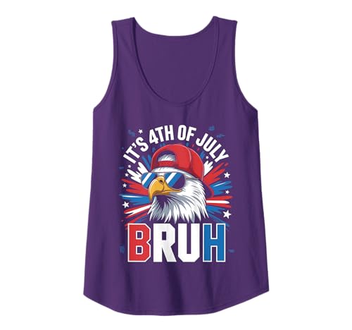 Bruh 4th of July Boys Kids Fourth of July Bald Eagle Tank Top