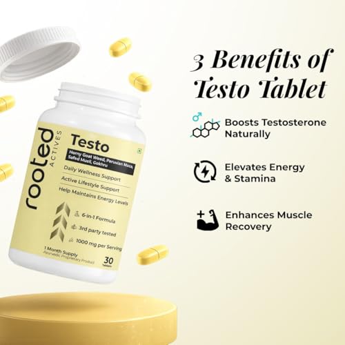 Image of Rooted Actives Vitality Blend | Maca Root, Safed Musli, Horny Goat Weed for Energy, Stamina, Endurance & Performance | For Men & Women | High Potency | 30 Tablets