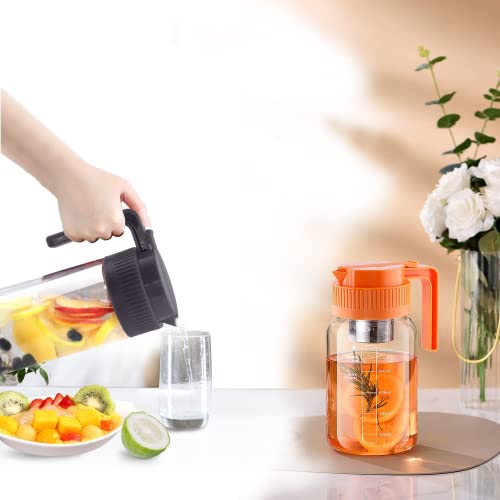 Wide Mouth Mason Jar Pour Spout Lids With Handle Plastic 2 Pack Drinking Lids Bulk Reusable, Mason Jar Pitcher, Pancake Maple Syrup Dispenser, Salad Dressing Dispenser- Black&Orange (Jar Not Included )… #TOP1