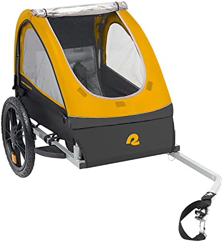 Retrospec Rover Kids Bicycle Trailer - Single & Double Passenger Children’s Foldable/Collapsible Tow Behind Bike Trailer with 16" Wheels, Safety Reflectors & Rear Storage Compartment - Sun