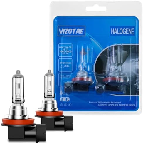 Vizotae H11 Halogen Headlight Bulb, 12V 55W 3800K No Glare Head Lamps