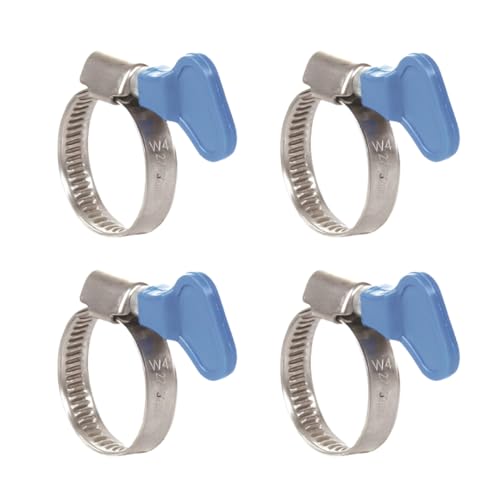 Image of NEW WARE Adjustable Stainless Steel Hose Clamp 1 /2 Inch | Heavy-Duty Pipe Clamp with Key | Rust-Proof Fastening for Plumbing, Automotive & Mechanical Use | Pack of 4