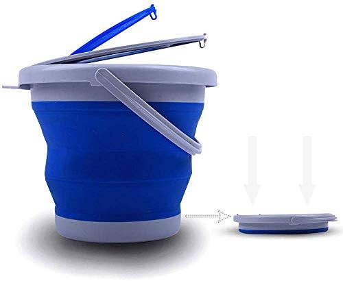 Luoyer Car Washing Buckets Collapsible Plastic Pail Fishing Bucket Portable Outdoor Travel Foldable Bait Bucket Container with Aeration Lid Cover with Handle Blue 10L