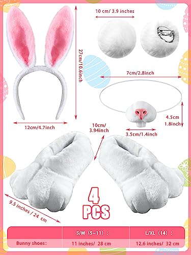Giegxin 5 Pcs Adult Halloween Bunny Costume White Rabbit Costume Bunny Shoes Rabbit Feet Ear Headband Nose Tail2