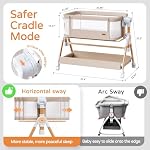 3 in 1 Baby Bassinet,Bedside/Rocking Bassinet for Baby,Bedside Crib with Lockable Wheels,Waterproof Mattress,Adjustable 6 Heights,Portable Baby Bassinets Bedside Sleeper (Khaki)
