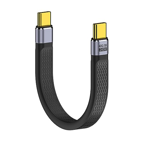 Short USB C to USB C Cable 5.1 in, PD240W Fast Charge USB4 Cable, Support 40Gbps Data Transfer, 8K@60Hz Video Output, Thunderbolt 4 Cables for iphone 15/15Pro Max,Hard Disk,Power Bank,MacBook