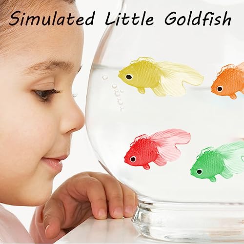 WeddHuis 21 Stück Dehnbare Neon Fische Künstliche Schwimmende Fische Weiche Gummi Goldfische Spielzeuge Kleine Gefälschte Ornament für Katzenspielzeug Aquarium Dekoration Party Mitgebsel