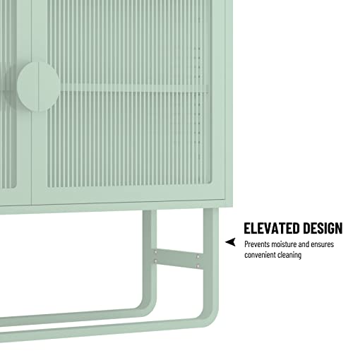 Ikayaa Glass Sideboard Buffet Cabinet With 2 Doors And Adjustable Shelves Accent Storage Cabinet Kitchen Cupboard Console Table Or Living Room, Dining Room, Bedroom,Office,Hallway #TOP5