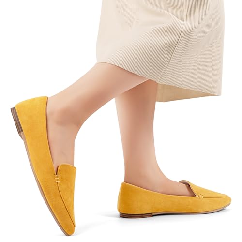 Image of MUSSHOE Pointed Toe Flats for Women, Comfortable Business Casual Work Shoes, Slip On Loafers with Arch Support, Office Walking Flats for All Day Standing