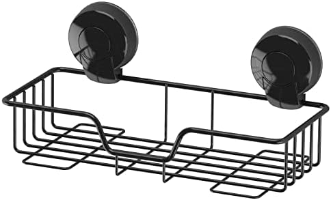 Suction Strong No Drill Bathroom Shower Wall Mounted Storage Black Caddies Baskets Toilet Roll Holder Towel Ring (Toilet Roll Holder)