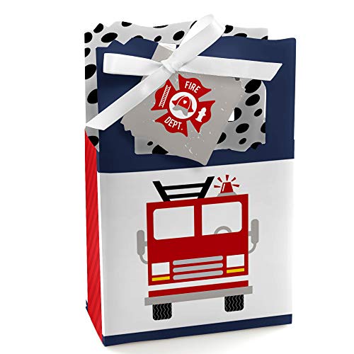 Big Dot of Happiness Fired Up Fire Truck Firefighter Baby Shower or Birthday Party Favor Boxes Set of 12