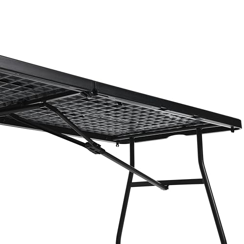 Image of Amazon Basics Heavy Duty Portable Folding Table, 6 ft, Indoor & Outdoor, Fold-in-Half Design with Carrying Handle, for Events, Easy Folding and Storage, Black