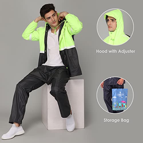 Image of THE CLOWNFISH Men's Waterproof Casual Style Polyester Double Coating Reversible Raincoat With Hood And Reflector Logo At Back For Night Travelling